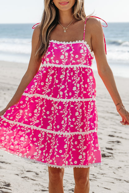 Peach Stand Floral Mini Dress