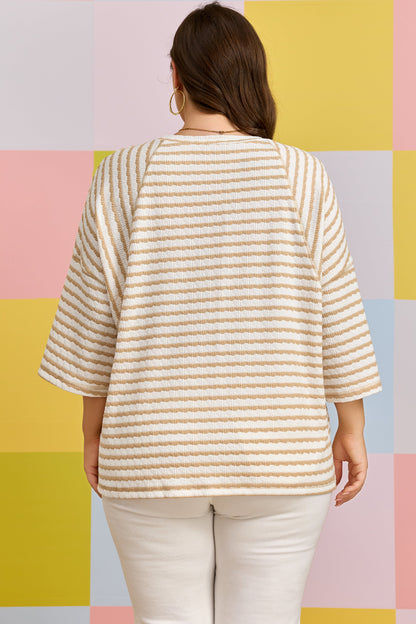 Apricot Stripe Textured Tee