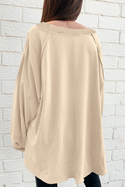 Raw Seam Patchwork Oversized Sweatshirt