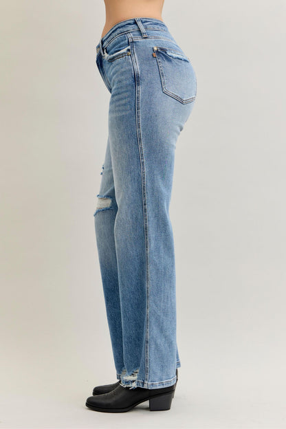 Judy Blue Mid Rise 90s Rigid Magic Straight Jeans