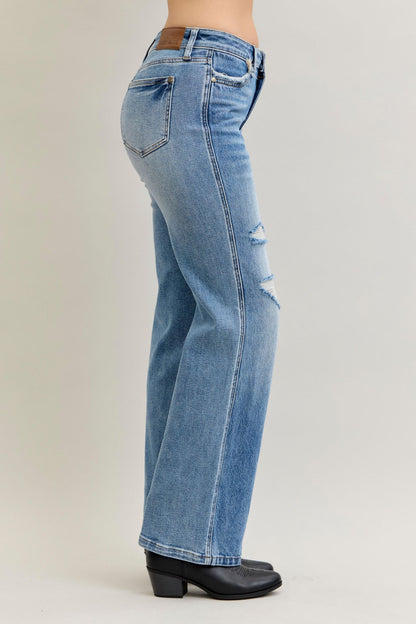 Judy Blue Mid Rise 90s Rigid Magic Straight Jeans