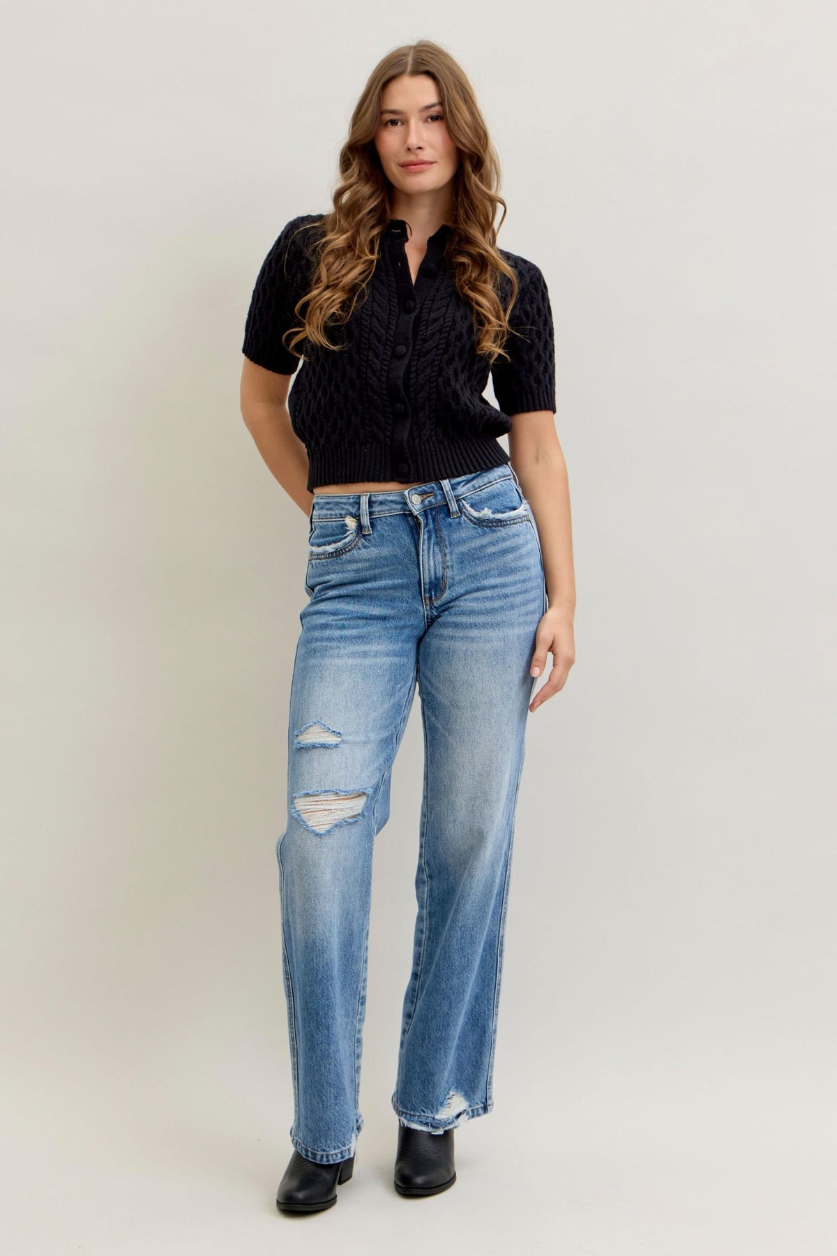 Judy Blue Mid Rise 90s Rigid Magic Straight Jeans