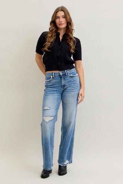 Judy Blue Mid Rise 90s Rigid Magic Straight Jeans