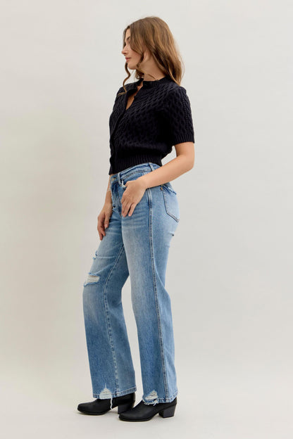 Judy Blue Mid Rise 90s Rigid Magic Straight Jeans