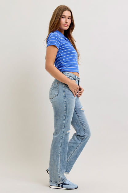 Judy Blue Light Wash Rigid Magic Slim Straight Jeans