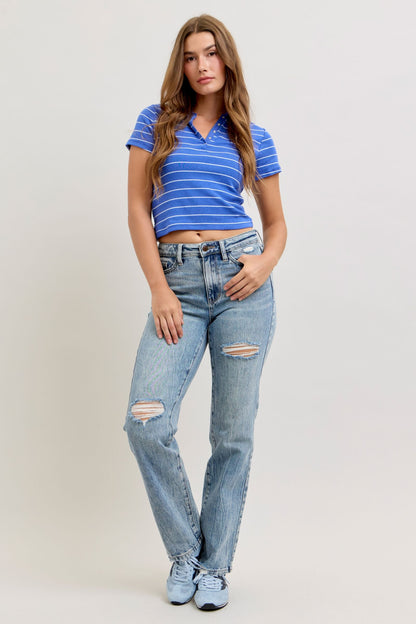 Judy Blue Light Wash Rigid Magic Slim Straight Jeans
