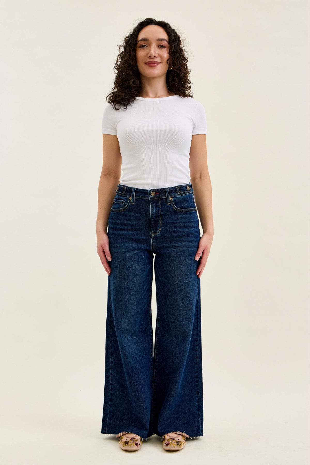 Judy Blue Petite Retro Wide Leg Jeans — Dark Wash