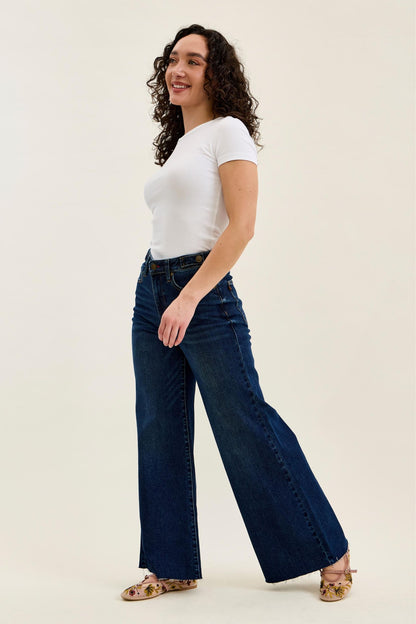 Judy Blue Petite Retro Wide Leg Jeans — Dark Wash