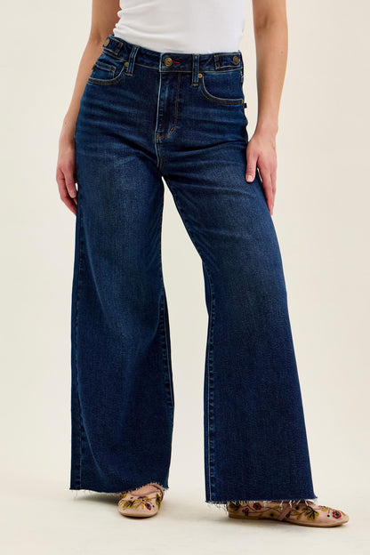 Judy Blue Petite Retro Wide Leg Jeans — Dark Wash