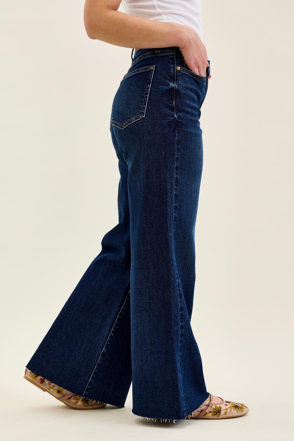 Judy Blue Petite Retro Wide Leg Jeans — Dark Wash
