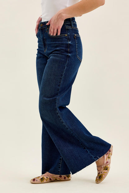 Judy Blue Petite Retro Wide Leg Jeans — Dark Wash