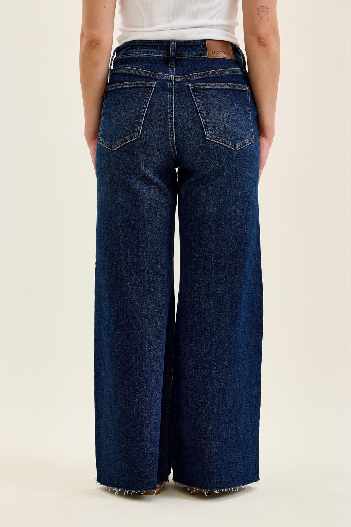 Judy Blue Petite Retro Wide Leg Jeans — Dark Wash