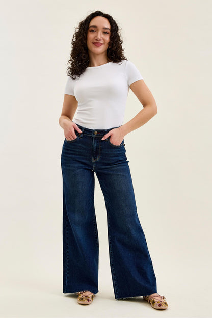 Judy Blue Petite Retro Wide Leg Jeans — Dark Wash