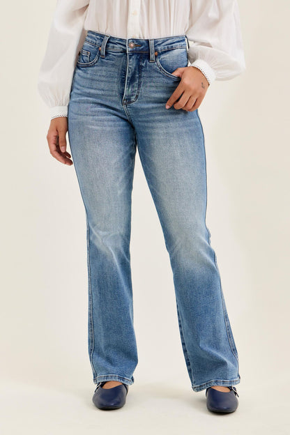 Judy Blue Tummy Control Daisy Bootcut Jeans — Classic Indigo