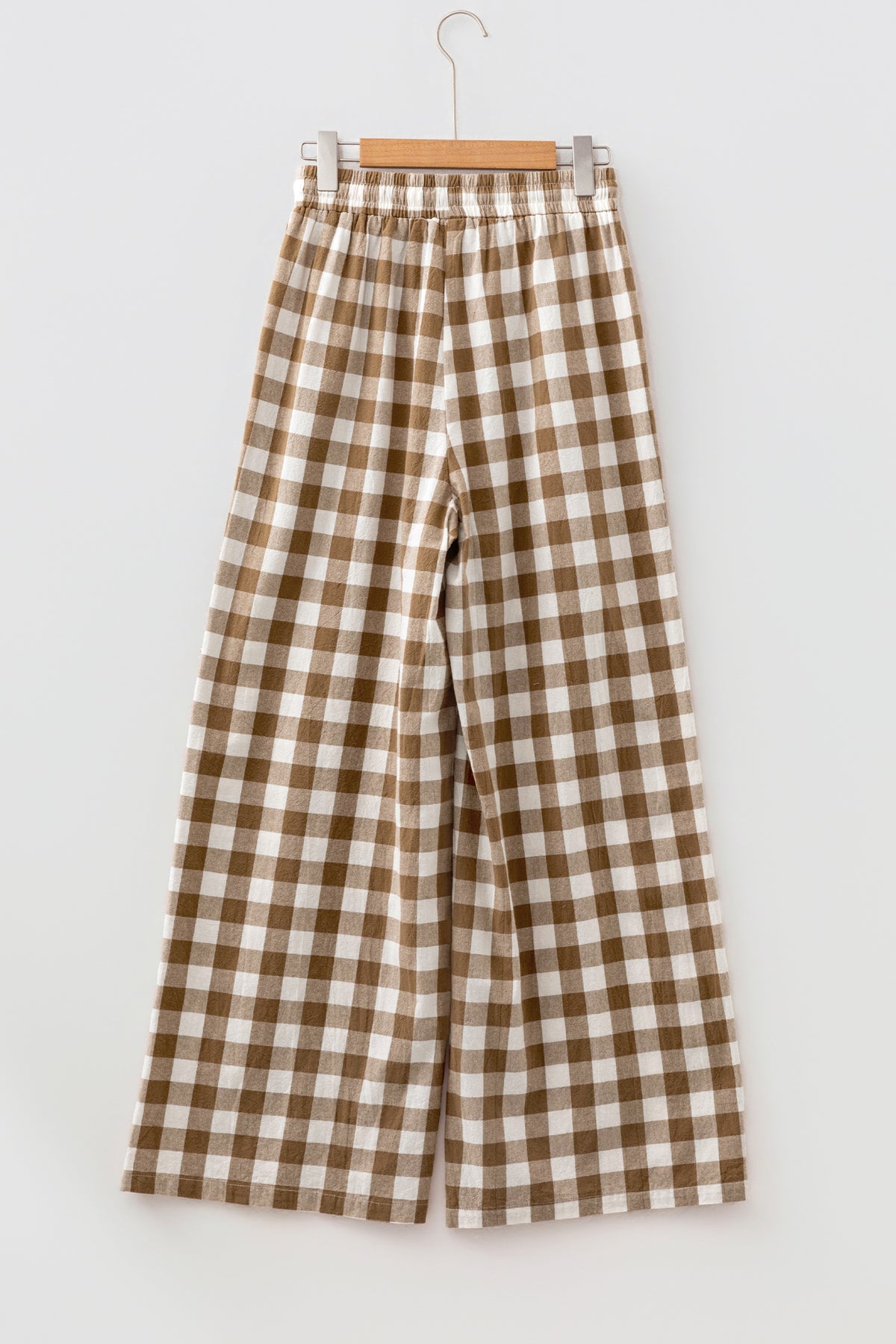 Gingham Plaid Tie-Waist Pants
