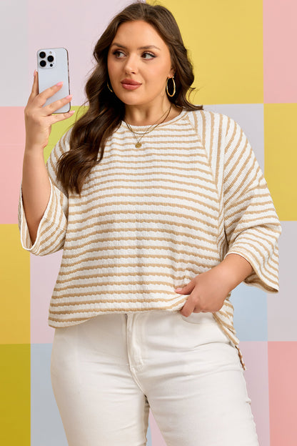 Apricot Stripe Textured Tee