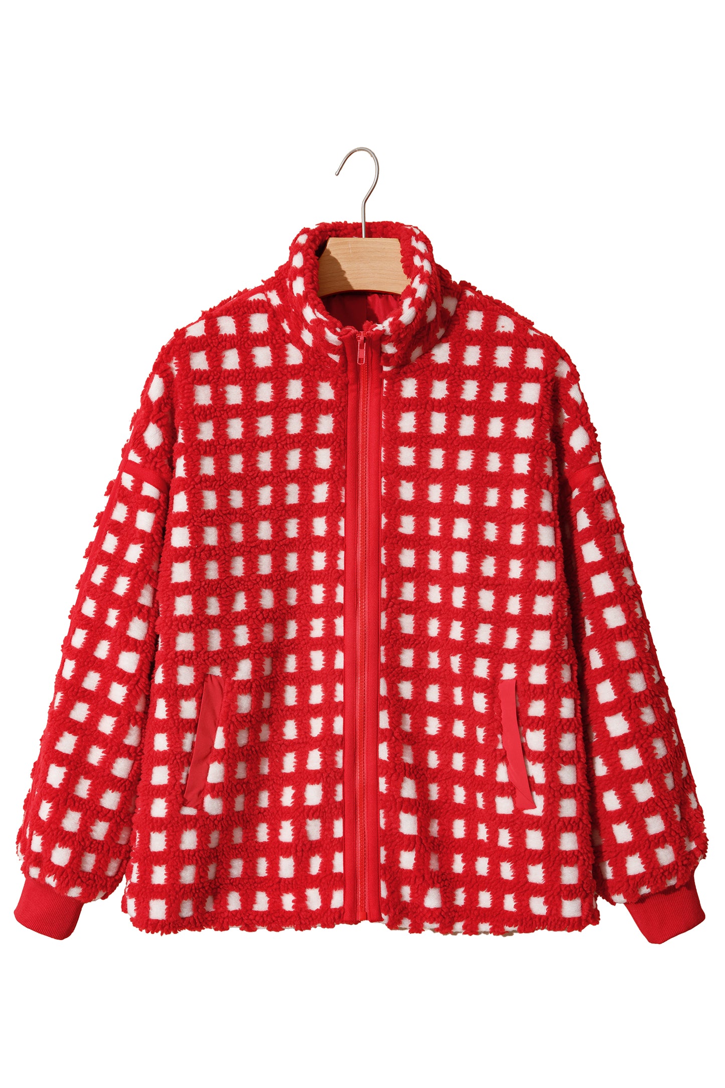 Red Pine Plaid Sherpa Jacket