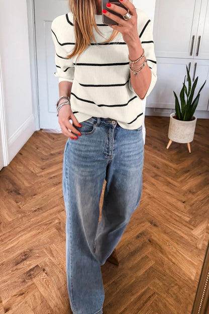 Seaside Stripe Short-Sleeve Sweater