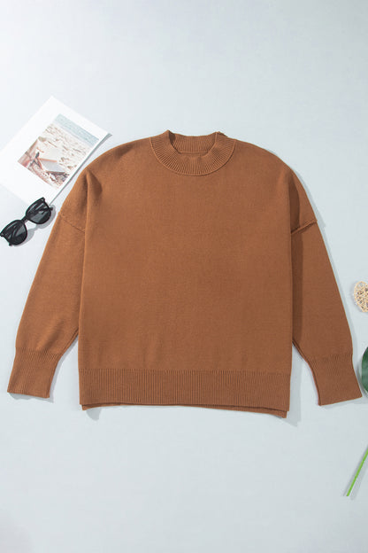 Chestnut Ribbed Tunic Sweater