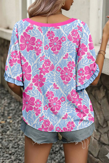 Cedar Creek Floral Ruffle Blouse