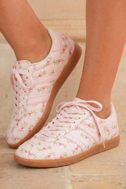Petal Lace-Up Floral Sneakers