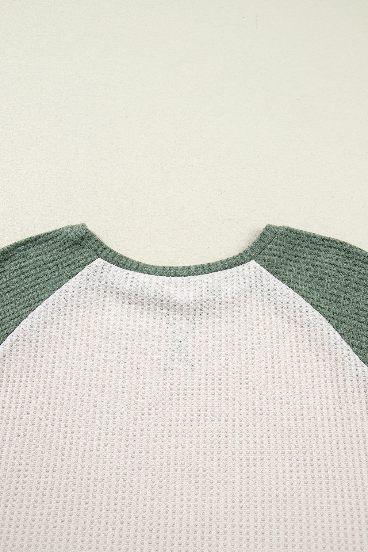 Mist Green Waffle Colorblock Top