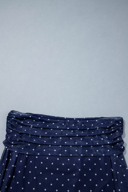 Off-Shoulder Polka Dot Mesh Top