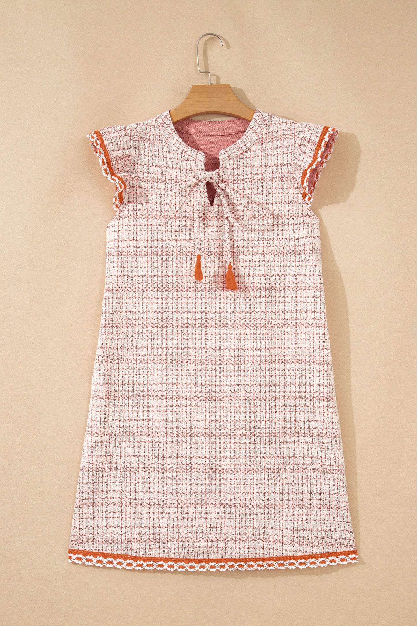 Summer Lace Jacquard Tassel Tie Dress