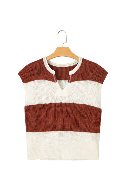 Colorblock Stripe Short Sleeve Sweater