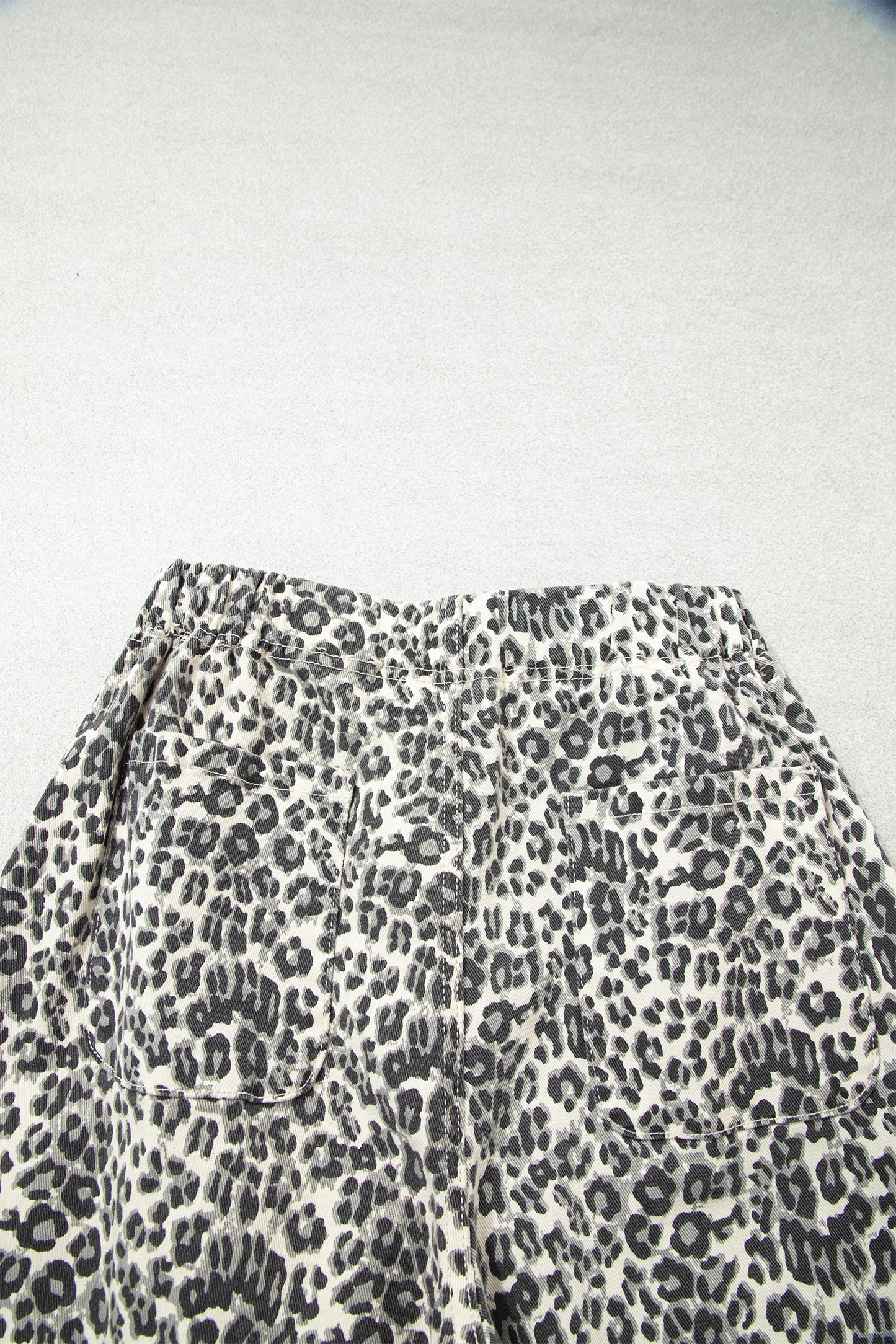 Brown Leopard Print Rainbow Striped Detail Buttoned Loose Jogger Jeans