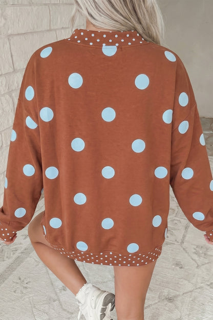 Polka Dot Contrast Tunic Sweatshirt