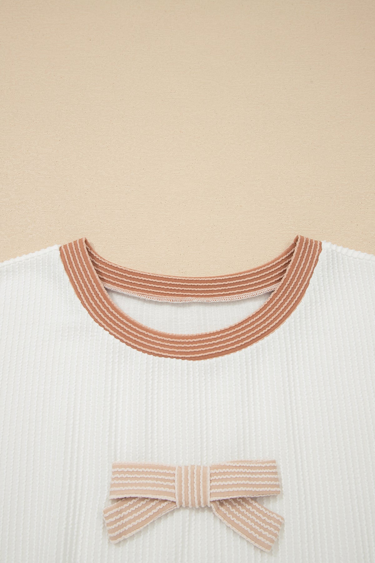 Apricot Bow Ribbed Tee