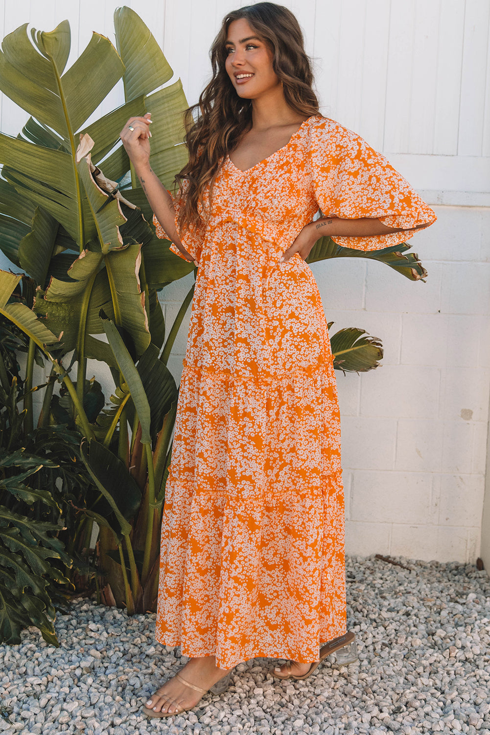 Sunset Floral Smocked Maxi Dress