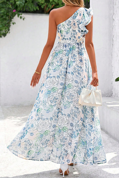 Garden Party Floral One-Shoulder Maxi Dress