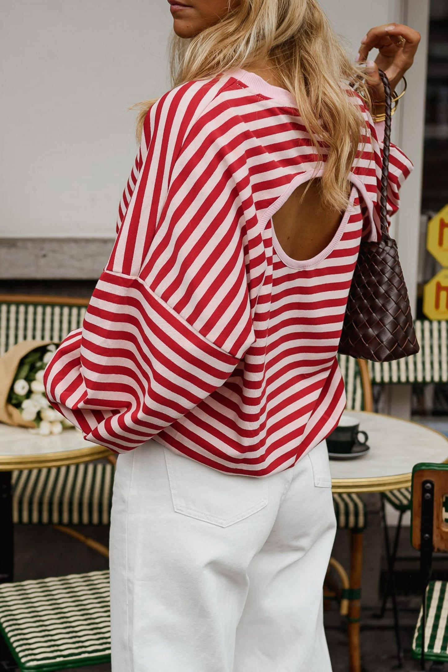 Pep Rally Stripe Open-Back Top