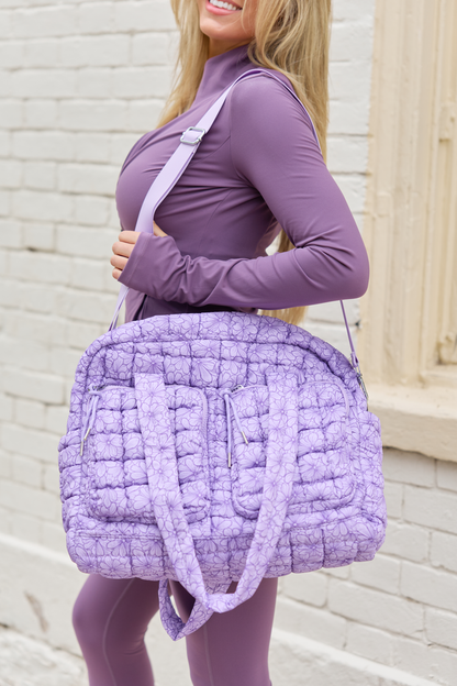 Haylie Floral Sketch Quilted Weekender Bag