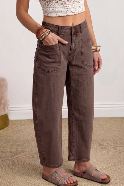 Patch-Pocket Ankle Barrel Jeans