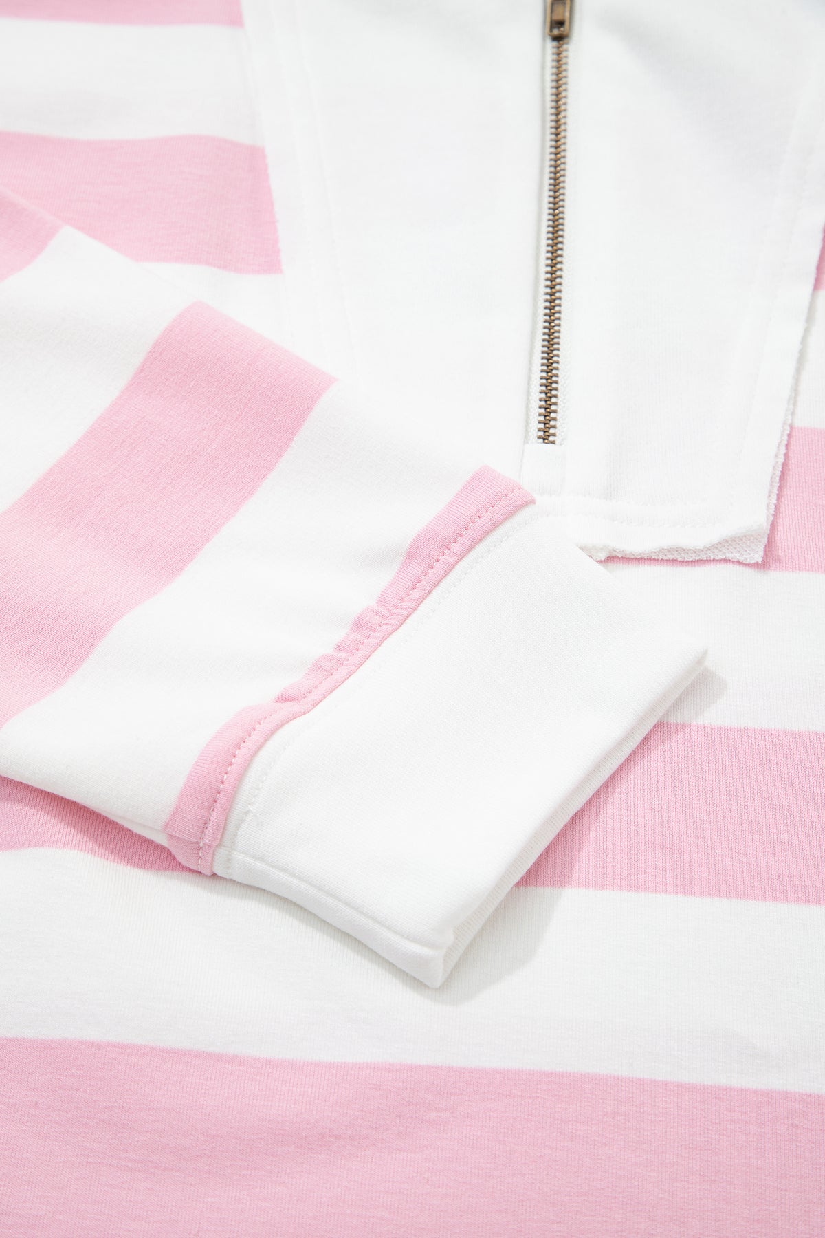 Pink Stripe Half-Zip Pants Set