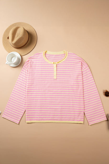 Plus Size Striped Henley Sweater — product image 2