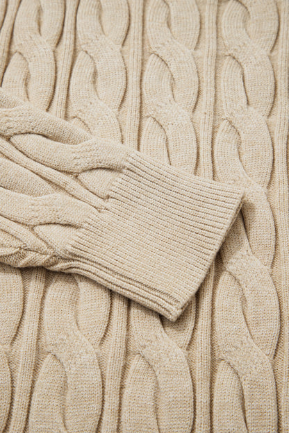 Parchment Cable Knit Tunic Sweater