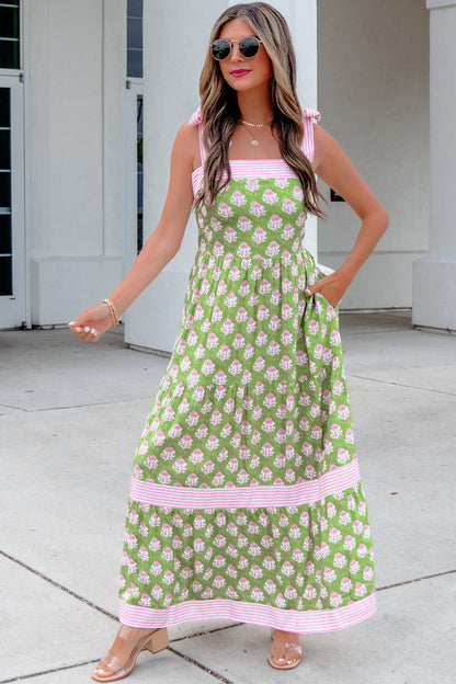 Garden Party Striped Floral Maxi Dress
