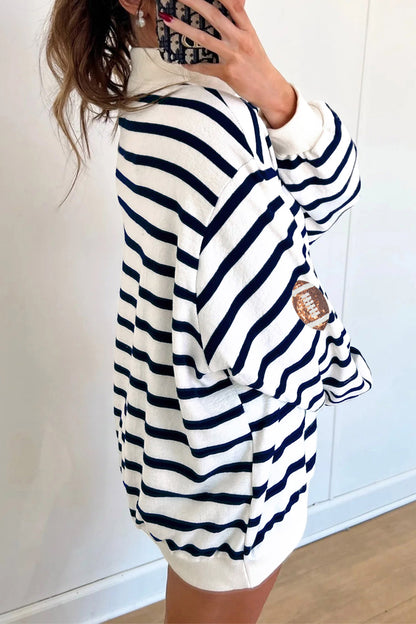 Striped Sequin Rugby Sweatshirt