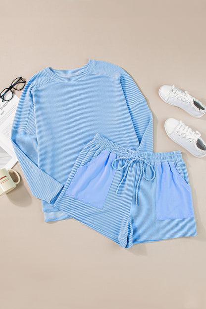 Lakeside Ribbed Plus Size Top And Shorts Set