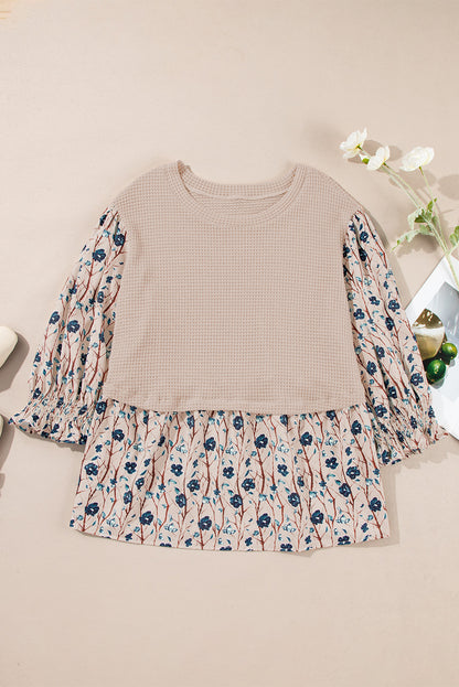 Beige Floral Layered-Look Top