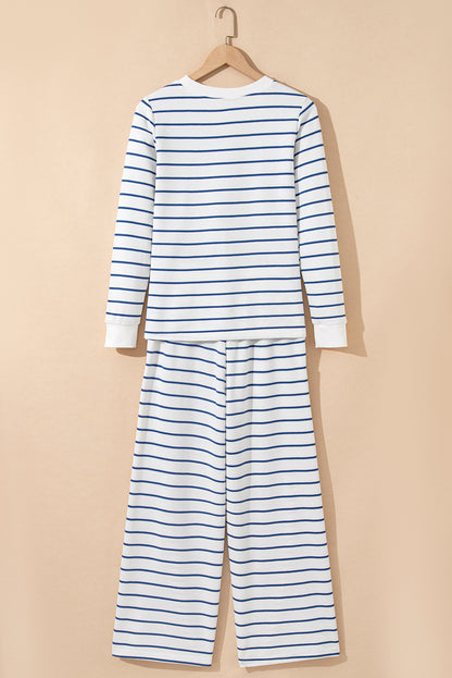 Sail Blue Stripe Wide-Leg Pant Set