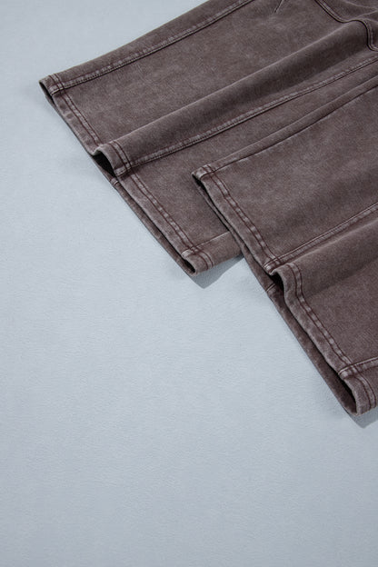 Coffee Mineral Wash Barrel Pants