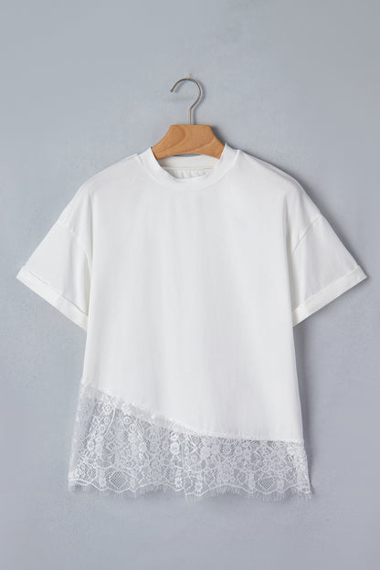 Asymmetric Lace-Hem Tee