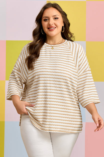 Apricot Stripe Textured Tee