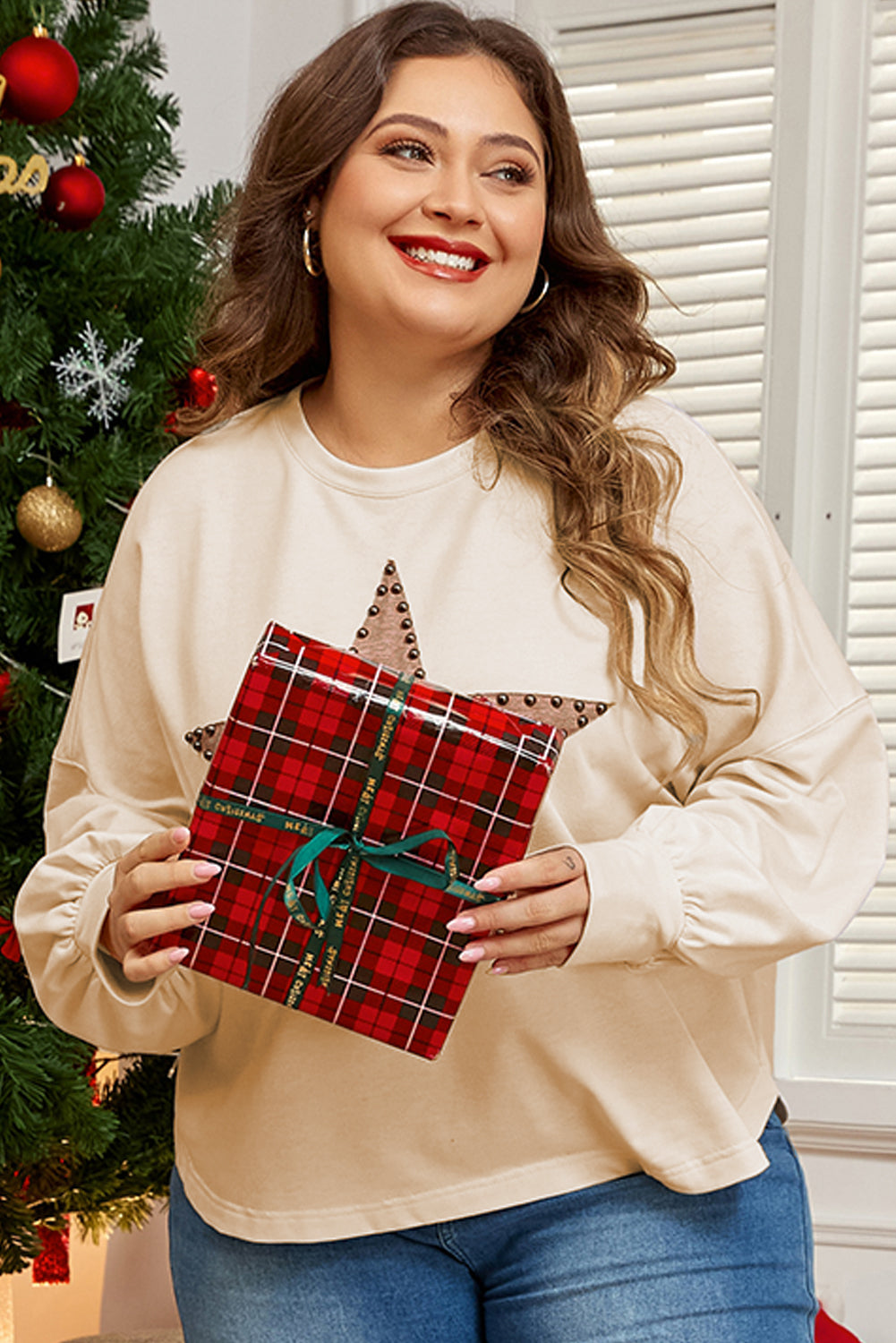 Beige Studded Star Tee