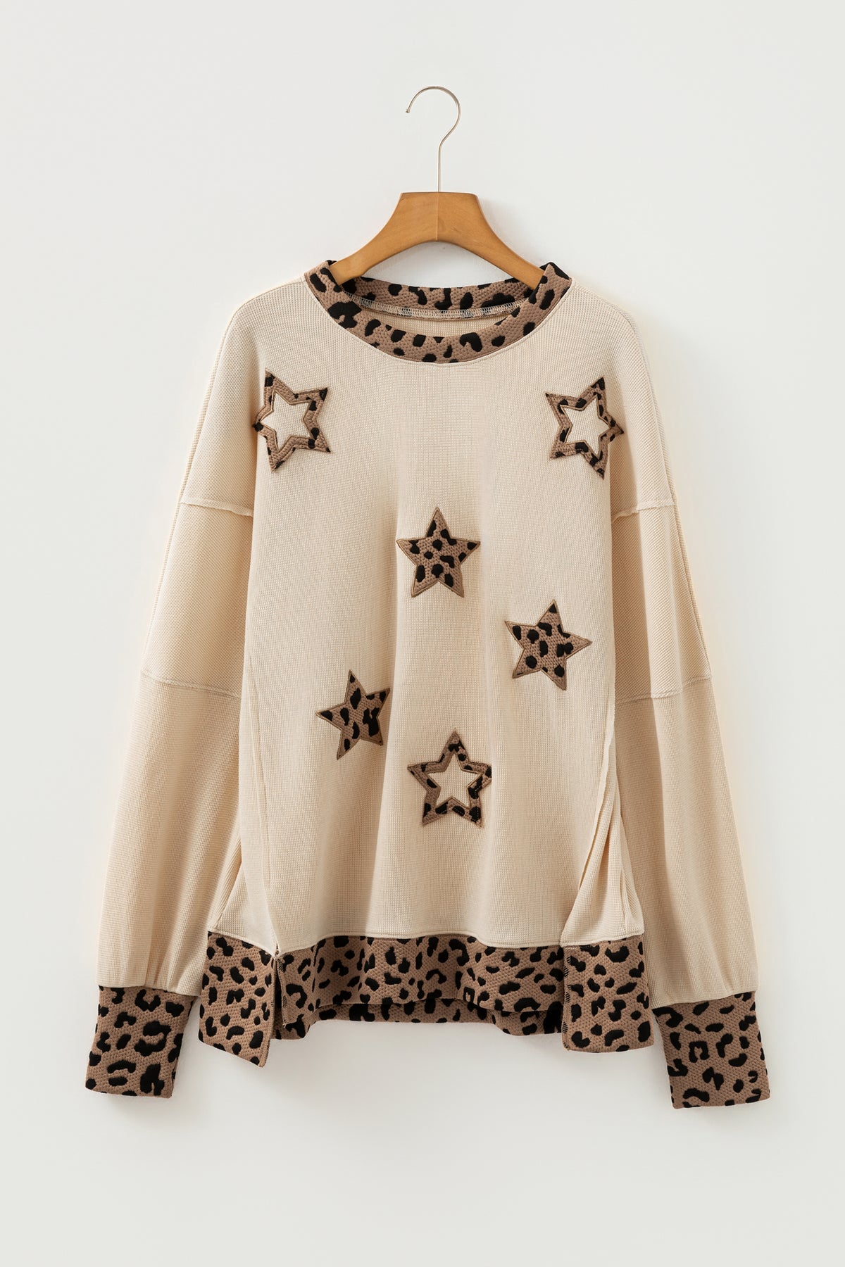 Leopard Star Raw-Seam Sweatshirt